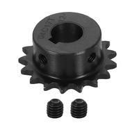 sourcing map Pignon à chaîne #25 - 15 mm - Alésage : 33,5 mm - Diamètre extérieur : 15 dents - Acier au carbone C45 ANSI #25 - Trou rond avec vis de réglage et rainure de clavette de 5 x 2,3 mm pour