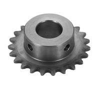 sourcing map Pignon à chaîne #25 - 15 mm - Alésage : 49,5 mm - Diamètre extérieur : 23 dents - Acier au carbone C45 ANSI #25 - Trou rond sans finition de surface - Pour chaîne ISO 04C