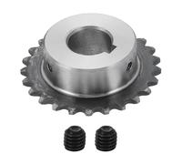 sourcing map Pignon à chaîne #25 - Alésage : 16 mm - Diamètre extérieur : 53,5 mm - 25 dents - Acier au carbone C45 ANSI #25 - Trou rond sans surface - Finition avec rainure de clavette de 5 x 2,3 mm