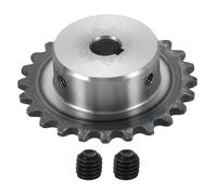 sourcing map Pignon à chaîne #25 - Alésage de 8 mm - Diamètre extérieur : 51,5 mm - 24 dents - Acier au carbone C45 ANSI #25 - Trou rond sans surface - Finition avec rainure de clavette de 3 x 1,4 mm