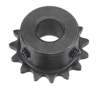 sourcing map Pignon à rouleau à 15 dents type B, 25 chaînes, 1/4", alésage de 10 mm en acier au carbone C45 avec vis pour ISO 04C