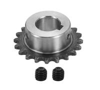 sourcing map Pignon de rouleau de chaîne #25, alésage de 15 mm, diamètre extérieur de 43 mm, 20 dents en acier au carbone C45 ANSI #25, trou rond avec rainure de clavette de 5 x 2,3 mm pour chaîne ISO