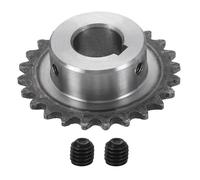 sourcing map Pignon de rouleau de chaîne #25, alésage de 15 mm, diamètre extérieur de 51,5 mm, 24 dents en acier au carbone C45 ANSI #25, trou rond sans surface fini avec rainure de clavette de 5 x