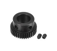 sourcing map Pignon Engrenage Ensemble, 45# Carbone Acier Moteur Crémaillère Éperon Engrenage avec Étape Noir, 0,5 Mod 38T 10mm Alésage 20mm Externe Diamètre, M4 Ensemble Vis Inclus