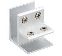sourcing map Pince en Verre à 90 Degrés, pour Support de Tablette en Verre Double Face Réglable de 14 à 17 mm d'Épaisseur, en Alliage d'Aluminium, Couleur Argentée