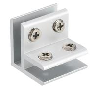 sourcing map Pince en Verre à 90 Degrés, pour Support de Tablette en Verre Double Face Réglable de 5 à 8 mm d'Épaisseur, Pince en Alliage d'Aluminium, Ton Argenté