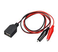 sourcing map Pinces Crocodile Test Fil, USB Femelle à Pinces Crocodile 60cm pour Charge Test Circuit Adaptateur Noir Rouge Paquet de 2
