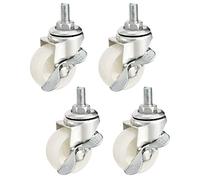 sourcing map Pivot Roulette 1.5Po Nylon M8x15mm Fileté Roue Frein Blanc 4Pc