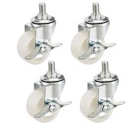 sourcing map Pivot Roulette 2Po Nylon M10x15mm Fileté Roue Frein Blanc 4Pc