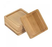 sourcing map Plante Pot Soucoupe 5 Coffret 8cm Bambou Carré Fleurs égouttement Plateau pour Internes