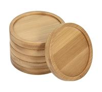 sourcing map Plante Pot Soucoupe 6 Coffret 7.5cm OD Bambou Rond Fleurs égouttement Plateau pour Internes