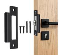 sourcing map Plaque de gâche de porte, 11,2 x 5,1 cm, plaque arrière de porte avec vis pour portes intérieures et extérieures (noir)