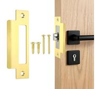 sourcing map Plaque de gâche de porte, 11,2 x 5,1 cm, plaque arrière de porte avec vis pour portes intérieures et extérieures (doré)