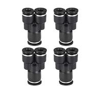 sourcing map Plastique Connexion Y Séparateur Pousser à Tuyau Raccords 8mm x 6mm OD Poussoir Verrouillage 4Pcs