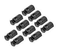 sourcing map Plastique Corde Serrures 8mm Diamètre Ressort Corde Extrémité Arrêt Basculer Bouchons pour Extérieur Camping Noir Paquet de 18