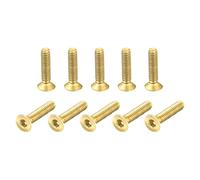sourcing map Plat Tête Prise Capuchons Vis, M2-0.4 x 10mm Laiton Inner Hex Embout Attaches Boulons 12Pcs
