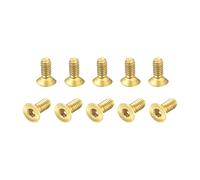sourcing map Plat Tête Prise Capuchons Vis, M2-0.4 x 5mm Laiton Inner Hex Embout Attaches Boulons 12Pcs