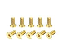 sourcing map Plat Tête Prise Capuchons Vis, M3-0.5 x 8mm Laiton Inner Hex Embout Attaches Boulons 24Pcs