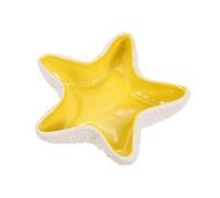 sourcing map Plateau à bijoux en céramique, motif étoile de mer, pour boucles d'oreilles, collier, jaune