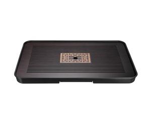 sourcing map Plateau à thé chinois Gong Fu en bambou 43,4 cm traditionnel sculpté Plateau à thé en bambou Table à thé vintage avec boîte de rangement d'eau pour boire du thé Marron Noir