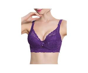 sourcing Map Plein-Couverture Dame Dentelle rembourré Grande Taille Balconnet Violet 42/95 en Forme 40B/C