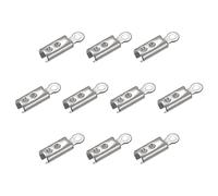 sourcing map Pli Sur Corde Fins, 2mm Intérieur Diale Terminateurs Ondulation Casquette Fermoir Conseils pour Cuir Ruban Artisanat Fabrication, DIY Collier, Bracelet, Argent Ton, 100pcs