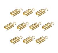 sourcing map Pli Sur Corde Fins, 3mm Intérieur Diale Terminateurs Ondulation Casquette Fermoir Conseils pour Cuir Ruban Artisanat Fabrication, DIY Collier, Bracelet, Or Ton, 30pcs