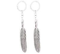 sourcing map Plume En forme de porte-clé porte-clé Porte-clés 13.5cm 2Pcs Argent Gris - Femme, Gris argenté, Longueur 13,50cm