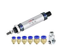 sourcing map Pneumatique Air Cylindre 16mm Alésage 25mm Coup avec Y Connecteur et Rapide Raccords 16x25 pour Équipement Automatique