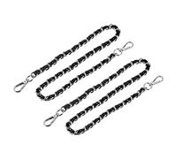 sourcing map Pochette Chaîne Courroie, 2Pcs 600mm Cuir Fer Plat Chaîne Courroie Sac Main Chaînes Pochette Sangles Épaule Croix Corps Rechange Courroie, Noir + Argenté