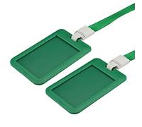 sourcing map Porte-Badge ID Supports 4.3x2.7 Pouce Vertical Nom Étiquettes ABS Coulissant Couvercle Imperméable avec Détachable Cou Cordon Vert Paquet 2