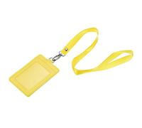 sourcing map Porte-Badge Support 11x7.4cm Vertical PU ID Carte Support avec Rivet Détachable Cou Cordon Jaune