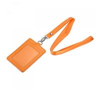 sourcing map Porte-Badge Support 11x7.4cm Vertical PU ID Carte Support avec Rivet Détachable Cou Cordon Orange