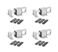 sourcing map Porte Boulon Loquet Aluminium Alliage Sécurité Automatique Fenêtre Portail Ressort Rebond Verrouillage 4 Pcs Argenté