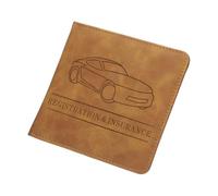 sourcing map Porte-carte grise et d'assurance automobile en cuir PU - Organisateur de boîte à gants - Accessoires de rangement pour cartes d'identité, marron, 14 x 13.5 cm, Moderne