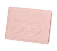 sourcing map Porte-carte grise et d'assurance en cuir synthétique avec poches pour carte d'identité de véhicule, rose, 2 Pockets