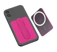 sourcing map Porte-cartes magnétique pour téléphone portable, support de cartes magnétique en silicone avec fente pour carte et anneau magnétique pour téléphones portables, rose rouge