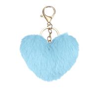 sourcing map Porte-clés à pompons, 10 cm, fausse fourrure de lapin, porte-clés en forme de cœur duveteux, porte-clés doux et mignon en forme de cœur pour femme, sac à main, pendentif, loisirs créatifs