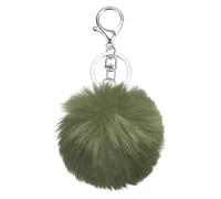 sourcing map Porte-clés à pompons, 8 cm, fausse fourrure de lapin, porte-clés en peluche douce et mignonne pour femme, sac à main, pendentif, loisirs créatifs, vert/argenté