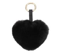 sourcing map Porte-clés en peluche en forme de cœur avec pompon en fausse fourrure pour porte-clés de voiture, sac à dos, décoration de sac à main, boucle de sac à main, gris foncé, 5.9 Inch