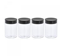 sourcing map Pots Ronds Plastique avec Noir Vis Haut Couvercle, 3oz/ 100ml Col Large Transparent Conteneurs Vides pour Stockage, Organiser 4Pcs