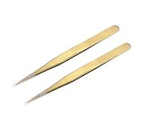 sourcing map Précision Droite Pointe Pincette Acier Inox Multifonctionnel Doré 2Pcs