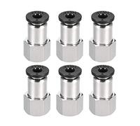 sourcing map Pression Connexion Tube Raccord Adaptateur 4mm Tube Diamètre Externe X 1/8 PT Femelle Droit Pneumatique Connexion Connect Tuyau Raccord 6pcs