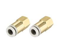 Sourcing map Push to Connect Raccords de tube 6 mm OD x 1/8 PT femelle droit droit Raccord de tuyau Raccord de tuyau Doré 2 pièces