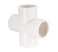 sourcing map PVC Raccord Tuyauterie 4Voies Croix, 25mm Prise, Raccord Meuble PVC Blanc 6Pcs