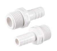 sourcing map PVC Tuyau Raccord Adaptateur 12mm Barbelé x G1/2 Mâle Blanc pour Aquariums Réservoirs Eau Baignoires Piscines 2Pcs