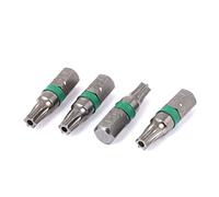 sourcing map Queue hexagonale 1/4" Clé Torx T25 Tournevis sécurité gris 25 mm longue 4 pc.