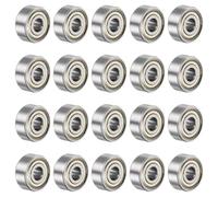 sourcing map R2ZZ Roulement à Billes à Gorge Profonde, 20Pcs 1/8" x 3/8" x 5/32" en Acier Au Chrome Z2 à Double Blindage en Acier