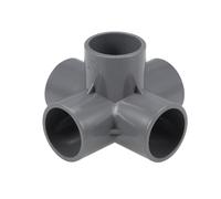 sourcing map Raccord 5 Voie Tuyau PVC coudé pour Meuble T Irrigation Gris 32mm 5Pcs