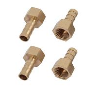 sourcing map Raccord Cannelé 1/4BSP Femelle Filetage 8mm Tuyau Barbillon Laiton Coupleur Connecteur 4pcs